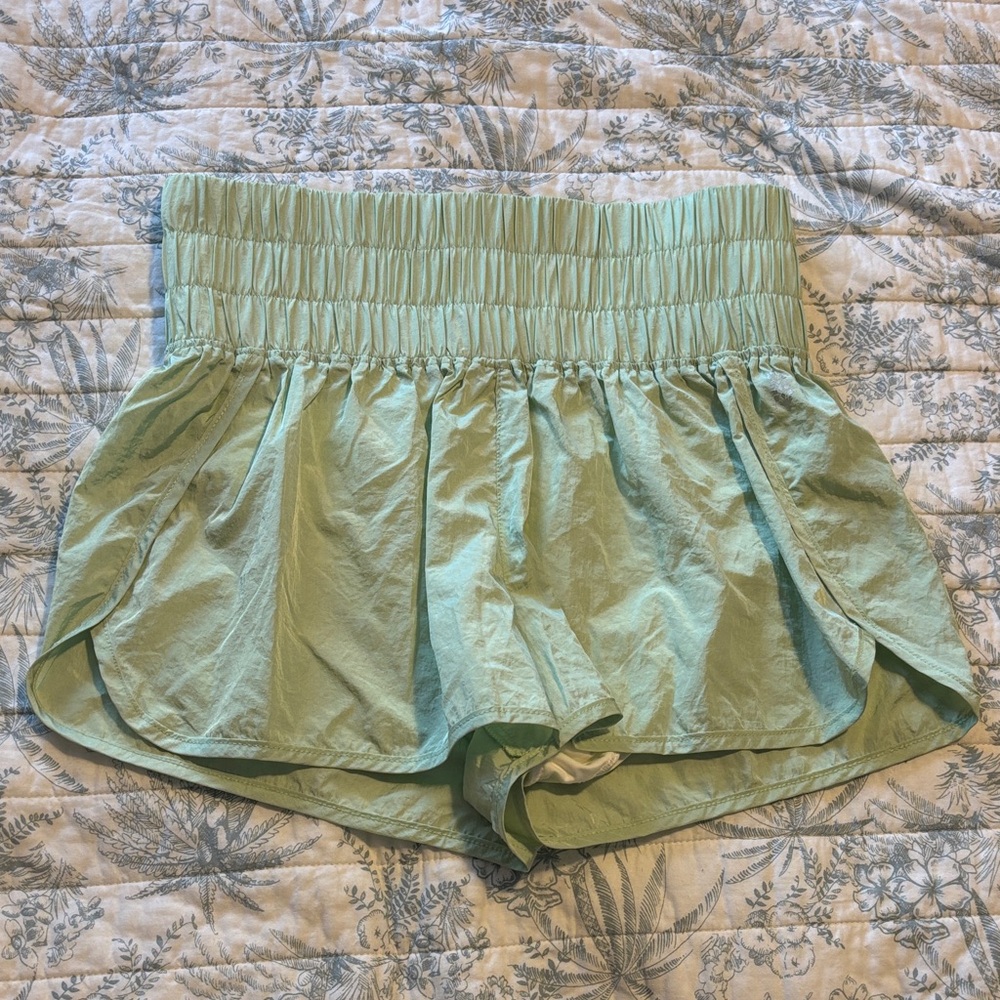 FP Movement by Free People Mint Green Smocked Waist Athletic Shorts SZ L